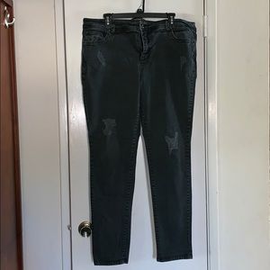 Inc distressed black skinny jeans